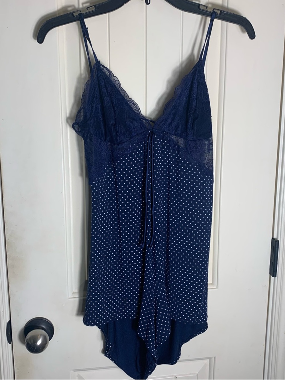 Victoria's Secret Navy Polka Dot Lace Shorty Jumper